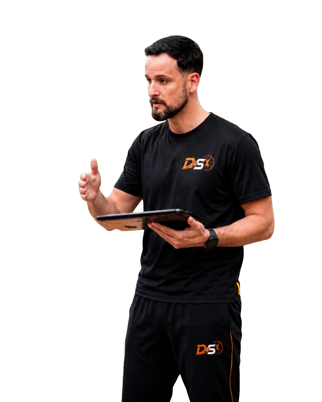 Diogo Schmitt orientando um treino